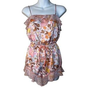 Victoria's Secret Satin Ruffle floral sleeveless romper size XS